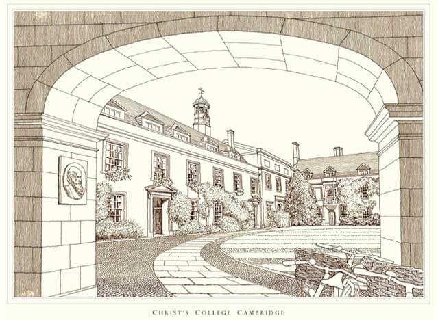 christs college cambridge print