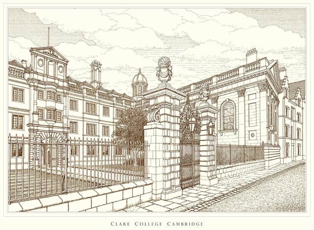 clare college cambridge print