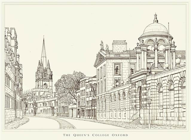 queens college oxford print